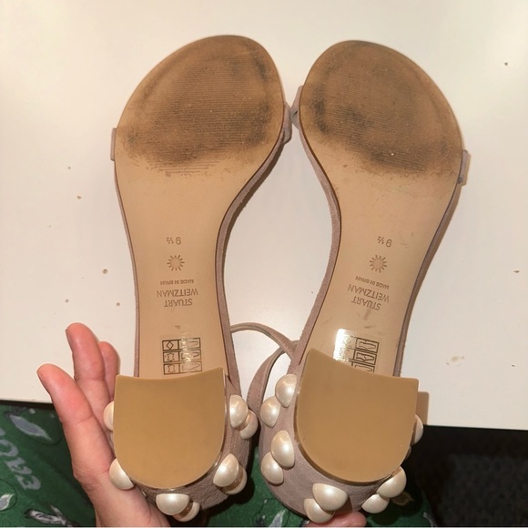 Stuart Weitzman Faux Pearl Block Heels - Picture 4 of 5